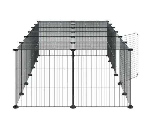 28 Paneļu Mājdzīvnieku Būris Ar Durvīm, Melns, 35X35Cm, Tērauds Vidaxl