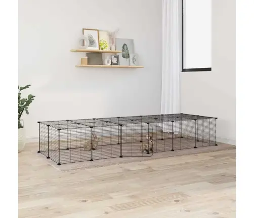 28 Paneļu Mājdzīvnieku Būris Ar Durvīm, Melns, 35X35Cm, Tērauds Vidaxl