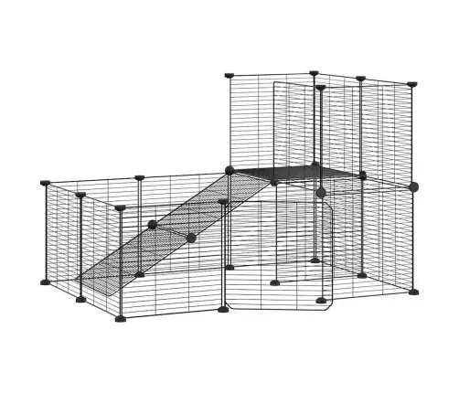 20 Paneļu Mājdzīvnieku Būris Ar Durvīm, Melns, 35X35Cm, Tērauds Vidaxl