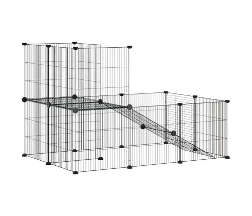 20 Paneļu Mājdzīvnieku Būris Ar Durvīm, Melns, 35X35Cm, Tērauds Vidaxl
