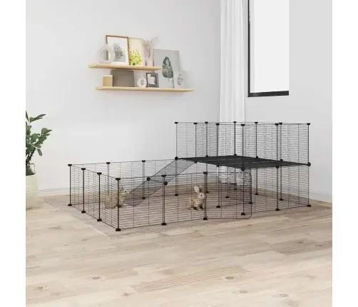 44 Paneeliga Lemmiklooma Aedik Uksega, Must, 35 X 35 cm Teras