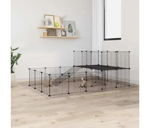 44 Paneeliga Lemmiklooma Aedik Uksega, Must, 35 X 35 cm Teras