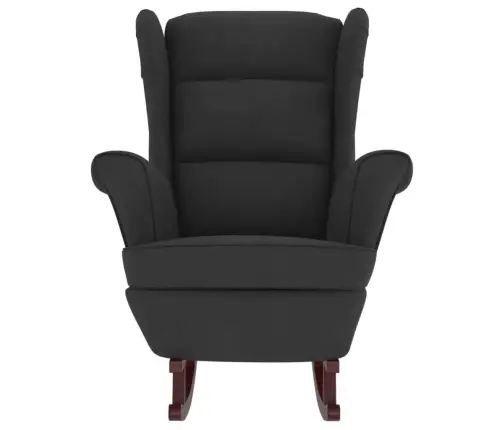 Šūpuļkrēsls Ar Kājsoliņu, Koka Kājas, Melns Samts Vidaxl