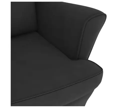 Šūpuļkrēsls Ar Kājsoliņu, Koka Kājas, Melns Samts Vidaxl