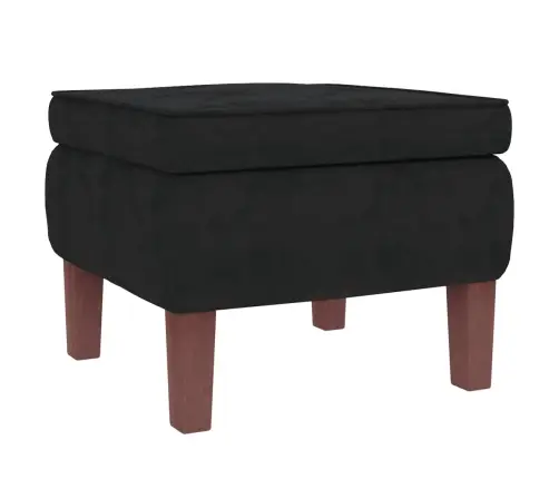 Šūpuļkrēsls Ar Kājsoliņu, Koka Kājas, Melns Samts Vidaxl