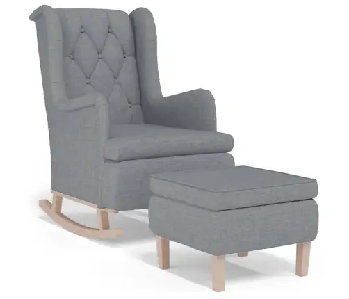 Šūpuļkrēsls Ar Soliņu, Gaiši Pelēks Audums Vidaxl