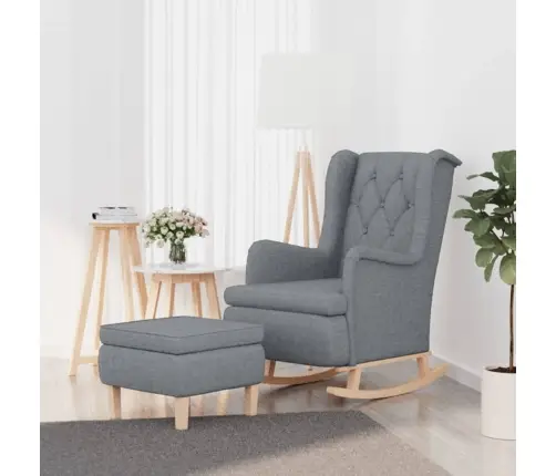 Šūpuļkrēsls Ar Soliņu, Gaiši Pelēks Audums Vidaxl