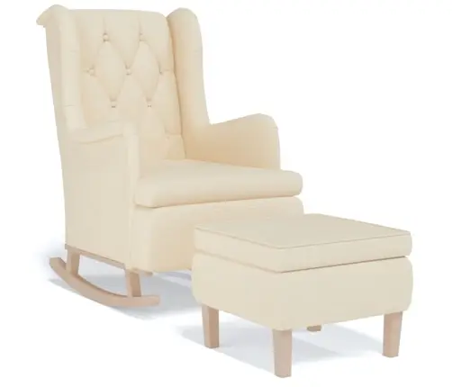 Šūpuļkrēsls Ar Soliņu, Krēmkrāsas Audums Vidaxl