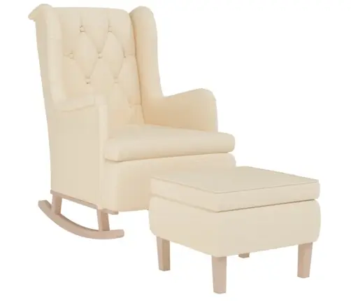 Šūpuļkrēsls Ar Soliņu, Krēmkrāsas Audums Vidaxl