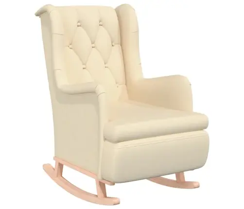 Šūpuļkrēsls Ar Soliņu, Krēmkrāsas Audums Vidaxl