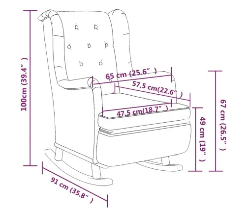 Šūpuļkrēsls Ar Soliņu, Krēmkrāsas Audums Vidaxl