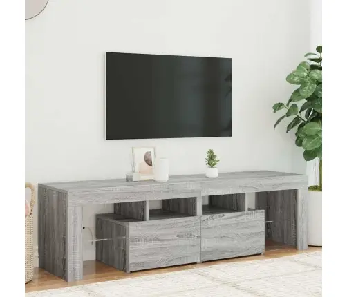 Tv Skapītis Ar Led Lampiņām, Pelēka Ozola Krāsa, 140X36,5X40 Cm Vidaxl