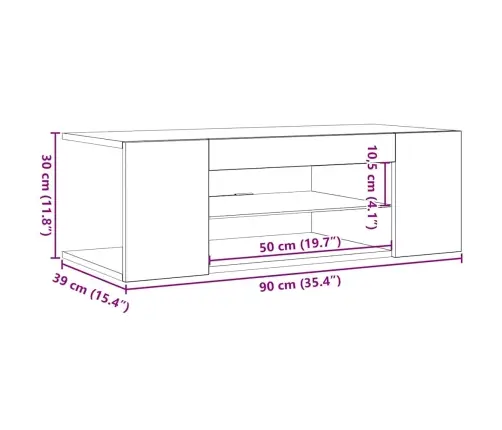 Tv Galdiņš Ar Led Apgaismojumu, Ozolkoka, 90X39X30 Cm Vidaxl