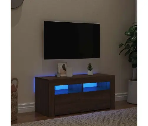 Tv Skapītis Ar Led Apgaismojumu, Ozolkoka Krāsa, 90X35X40 Cm Vidaxl