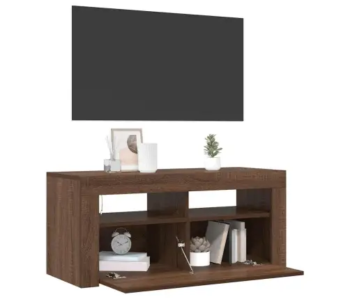 Tv Skapītis Ar Led Apgaismojumu, Ozolkoka Krāsa, 90X35X40 Cm Vidaxl