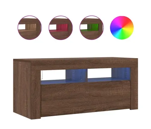 Tv Skapītis Ar Led Apgaismojumu, Ozolkoka Krāsa, 90X35X40 Cm Vidaxl