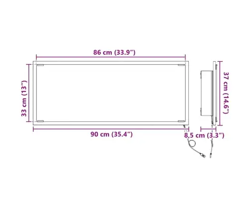 Veidrodis Rūkyta Ąžuolas 90 X 8,5 X 37 Cm Apdirbta Mediena