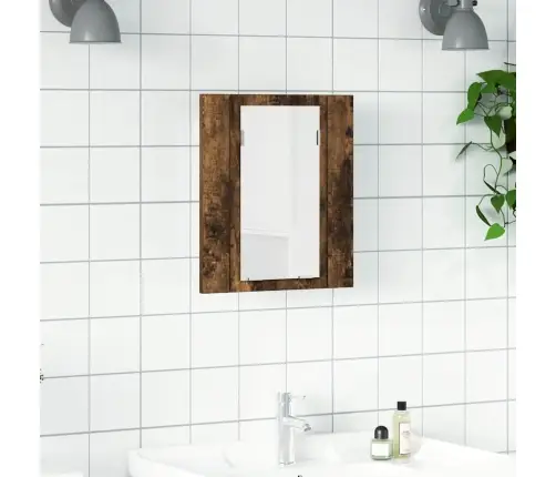 Vannasistabas Spoguļskapītis, Led, Ozolkoka Krāsa, 40X12X45 Cm Vidaxl