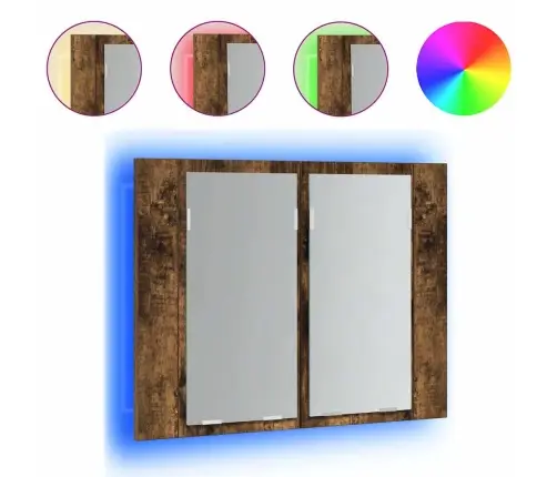 Led-Peegelkapp, Suitsutatud Tamm, 60 X 12 X 45 cm Tehispuit