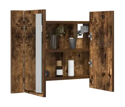 Led-Peegelkapp, Suitsutatud Tamm, 60 X 12 X 45 cm Tehispuit