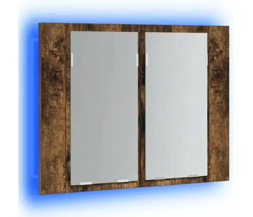 Led-Peegelkapp, Suitsutatud Tamm, 60 X 12 X 45 cm Tehispuit