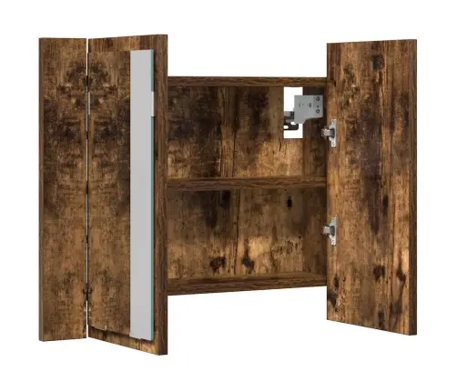 Led-Peegelkapp, Suitsutatud Tamm, 60 X 12 X 45 cm Tehispuit