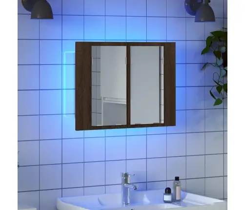 Led-Peegelkapp, Pruun Tamm, 60 X 12 X 45 cm Tehispuit