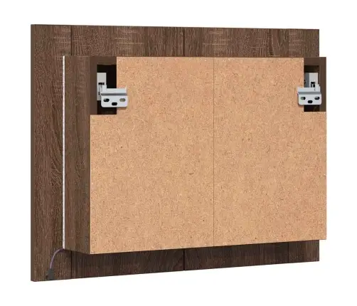 Led-Peegelkapp, Pruun Tamm, 60 X 12 X 45 cm Tehispuit