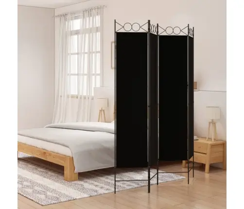 Kambario Pertvara, 4 Dalių, Juodos Spalvos, 160X200cm Audinys
