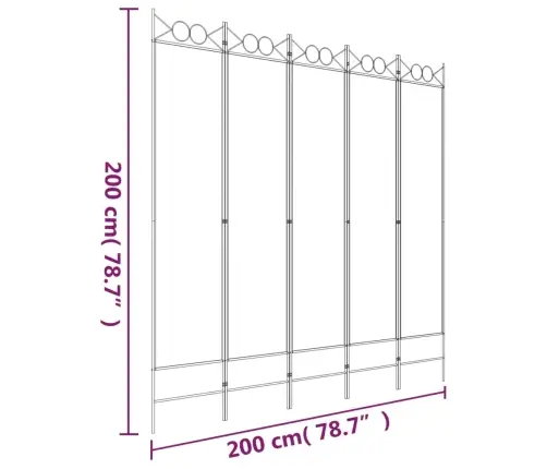 5-Paneļu Istabas Aizslietnis, 200X200 Cm, Balts Audums Vidaxl