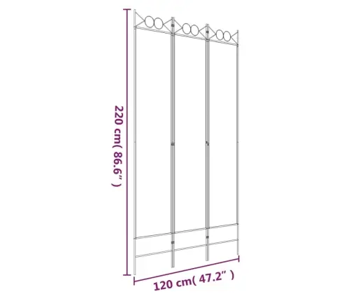 3-Paneļu Istabas Aizslietnis, 120X200 Cm, Balts Audums Vidaxl