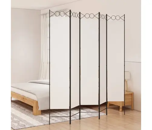 5-Paneļu Istabas Aizslietnis, 200X220 Cm, Balts Audums Vidaxl