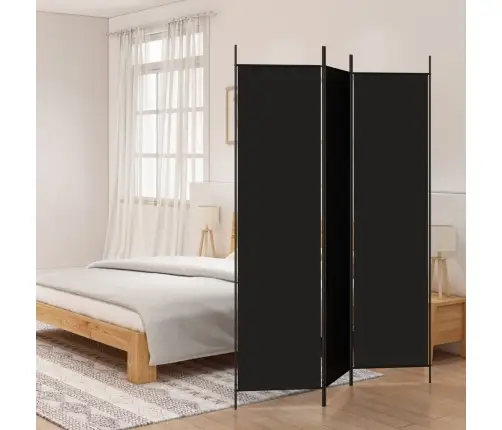 3-Paneļu Istabas Aizslietnis, 150X200 Cm, Melns Audums Vidaxl