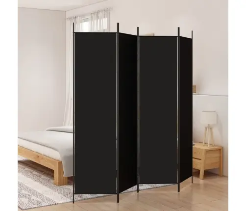 4-Paneļu Istabas Aizslietnis, 200X200 Cm, Melns Audums Vidaxl