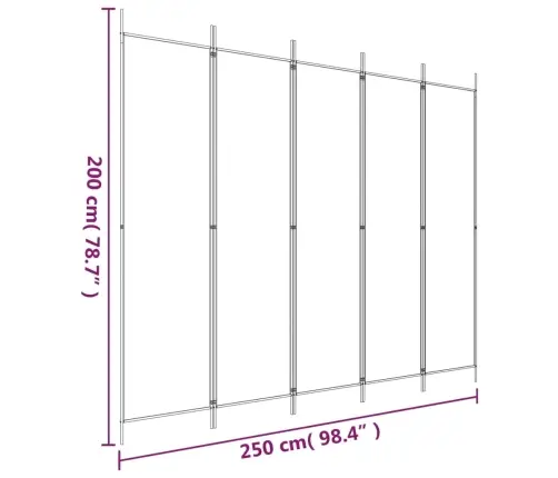 5-Paneļu Istabas Aizslietnis, 250X200 Cm, Antracītpelēks Audums Vidaxl
