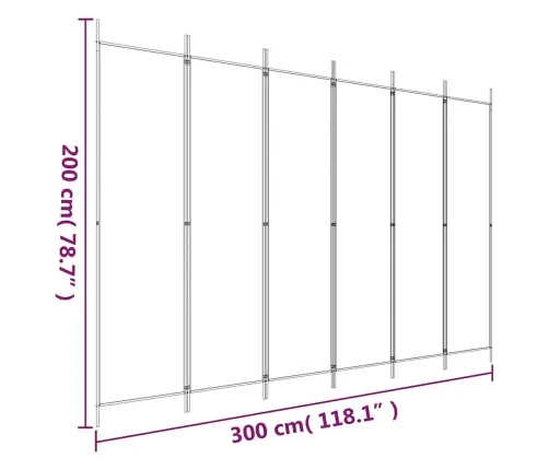 6 Paneļu Istabas Aizslietnis, Balts, 300X200 Cm, Audums Vidaxl