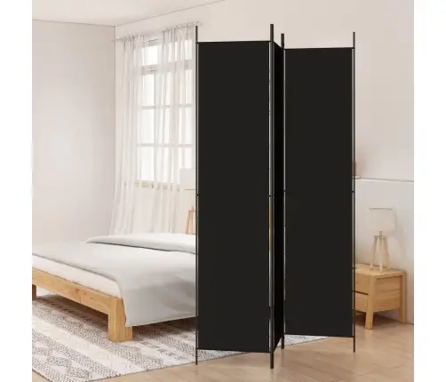 3-Paneļu Istabas Aizslietnis, 150X220 Cm, Melns Audums Vidaxl