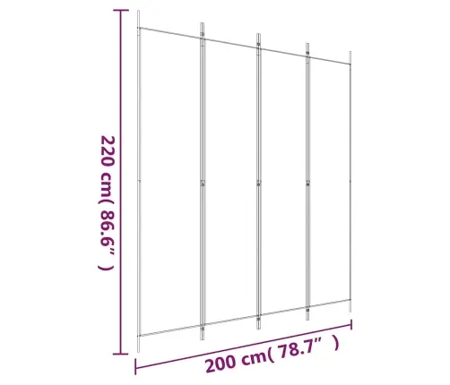4-Paneļu Istabas Aizslietnis, 200X220 Cm, Melns Audums Vidaxl