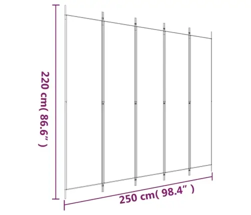 5-Paneļu Istabas Aizslietnis, 250X220 Cm, Brūns Audums Vidaxl