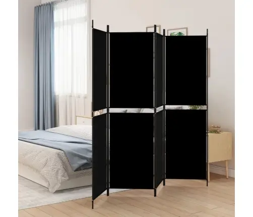 4-Paneļu Istabas Aizslietnis, 200X180 Cm, Melns Audums Vidaxl