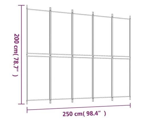 5-Paneļu Istabas Aizslietnis, 250X200 Cm, Antracītpelēks Audums Vidaxl
