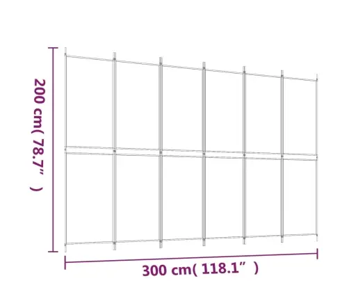 6 Paneļu Istabas Aizslietnis, Balts, 300X200 Cm, Audums Vidaxl