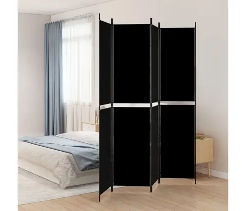 4-Paneļu Istabas Aizslietnis, 200X220 Cm, Melns Audums Vidaxl