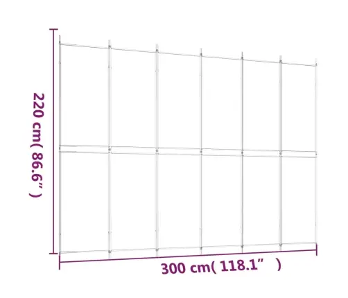 6 Paneļu Istabas Aizslietnis, Balts, 300X220 Cm, Audums Vidaxl