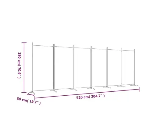 6-Paneļu Istabas Aizslietnis, 520X180 Cm, Brūns Audums Vidaxl