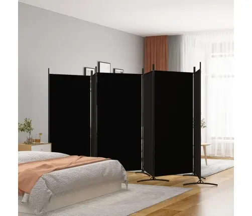 Kambario Pertvara, 6 Dalių, Juodos Spalvos, 520X180cm Audinys