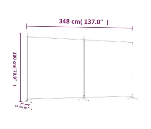 2-Paneļu Istabas Aizslietnis, 348X180 Cm, Brūns Audums Vidaxl