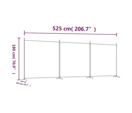 3-Paneļu Istabas Aizslietnis, 525X180 Cm, Brūns Audums Vidaxl