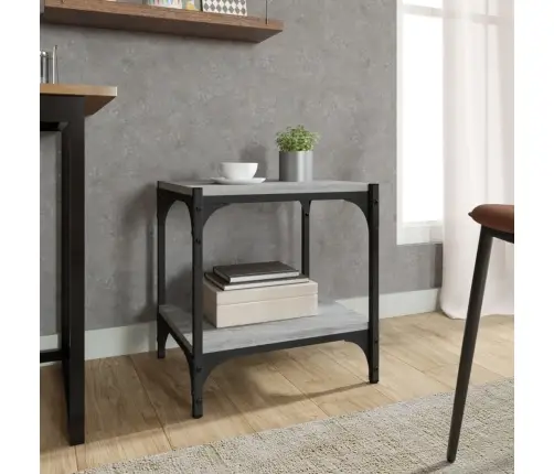 Tv Galdiņš, Pelēks, 40X33X41 Cm, Inženierijas Koks, Tērauds Vidaxl