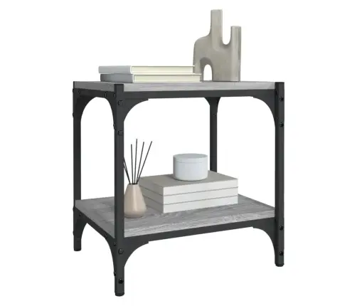 Tv Galdiņš, Pelēks, 40X33X41 Cm, Inženierijas Koks, Tērauds Vidaxl